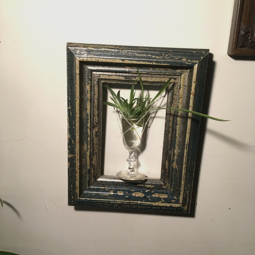 Patina Frame & Clear Glass Vase Propagation Walling Hanging